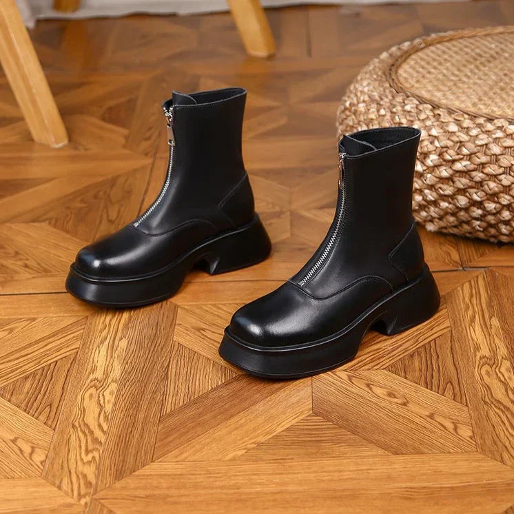 WOLFF - Damen moderne minimalistische Stiefel bis zur Mitte der Wade