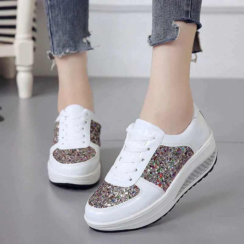 W&W Mode - Rutschfeste Metallic Leder Glitzer Schuhe