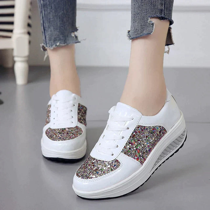 W&W Mode - Rutschfeste Metallic Leder Glitzer Schuhe