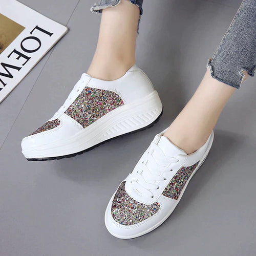 W&W Mode - Rutschfeste Metallic Leder Glitzer Schuhe