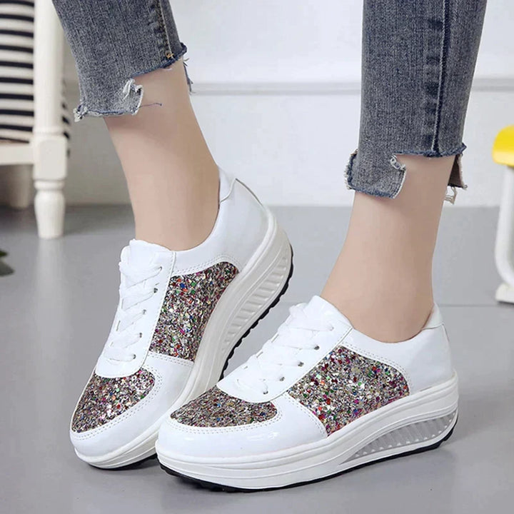 W&W Mode - Rutschfeste Metallic Leder Glitzer Schuhe