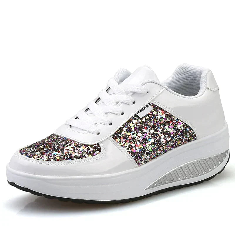 W&W Mode - Rutschfeste Metallic Leder Glitzer Schuhe