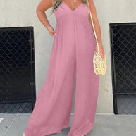 WW | Jumpsuit mit V-Ausschnitt und Breiten Trägern