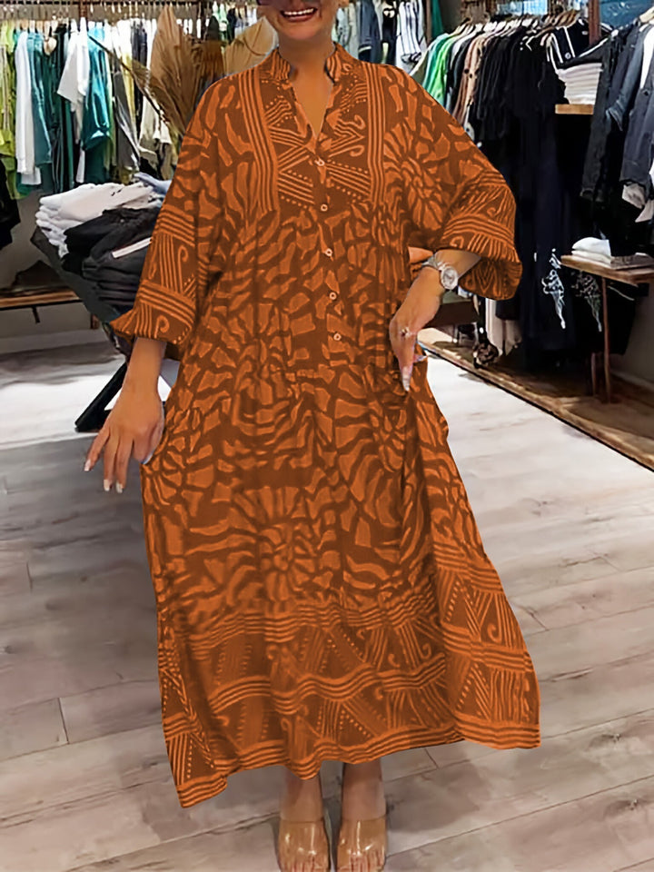 W&W Mode | Stilvolles Maxikleid Mit Wirbel Und Zickzackmuster Für Damen