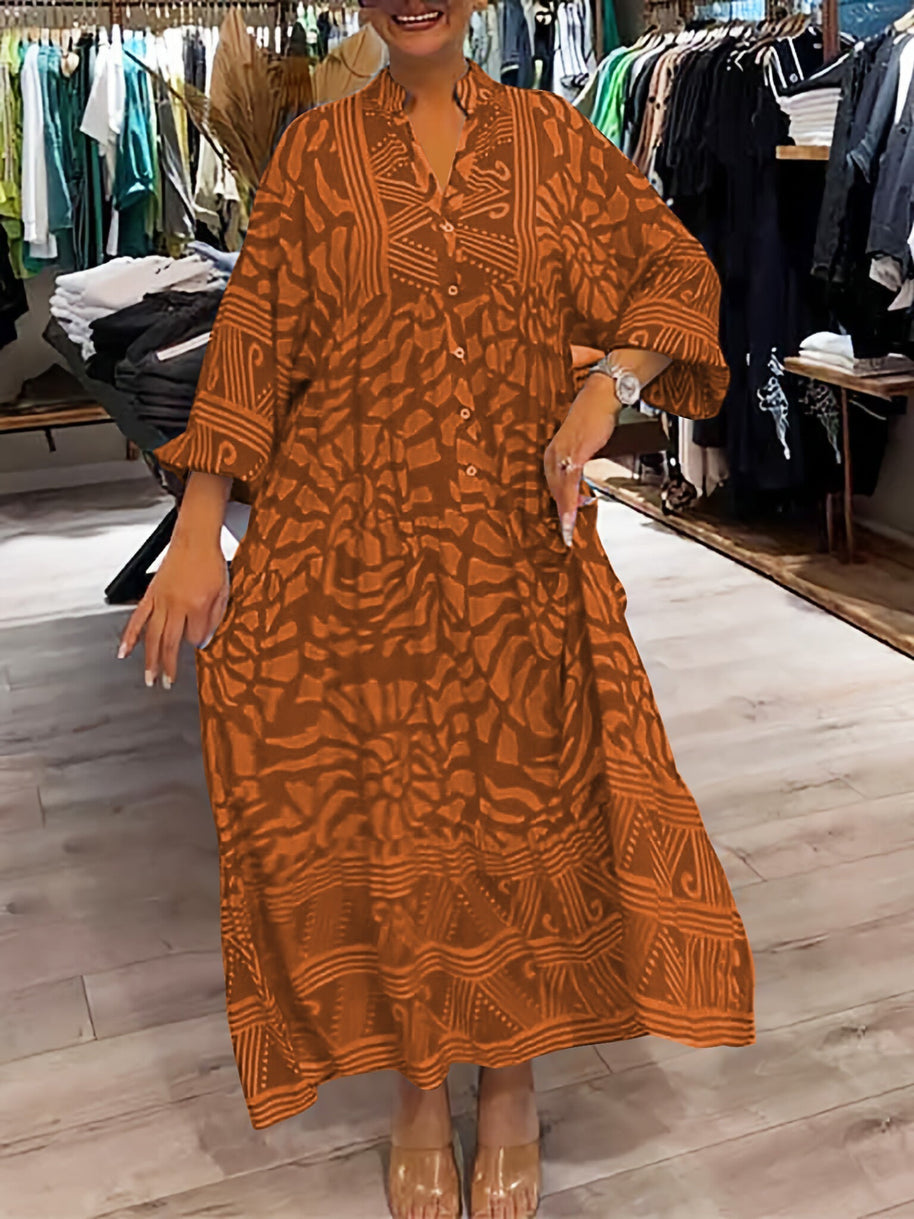 WW | Stilvolles Maxikleid Mit Wirbel Und Zickzackmuster Für Damen