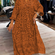 WW | Stilvolles Maxikleid Mit Wirbel Und Zickzackmuster Für Damen