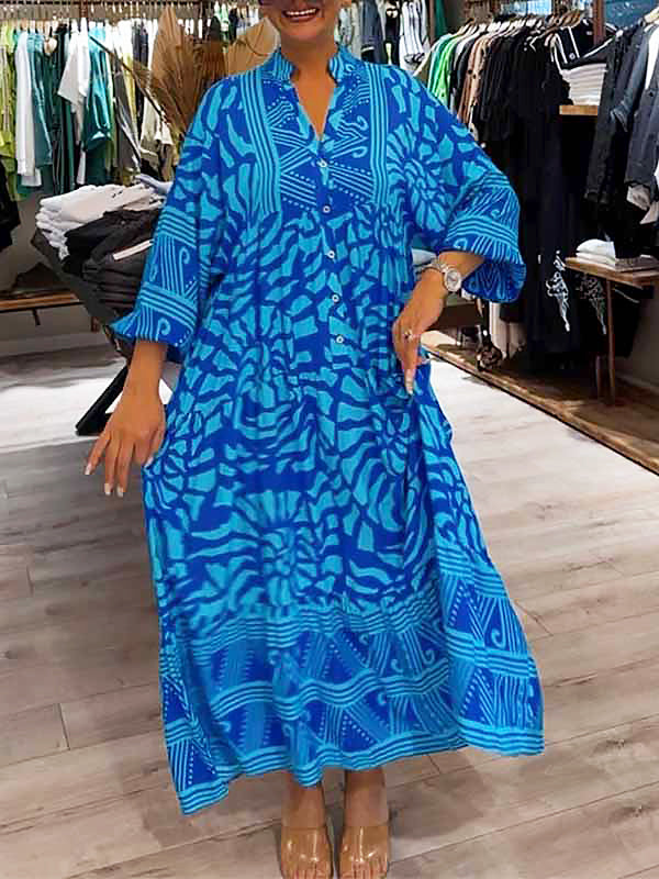 WW | Stilvolles Maxikleid Mit Wirbel Und Zickzackmuster Für Damen