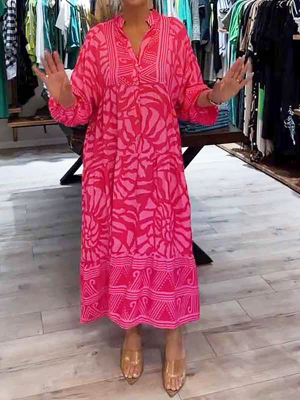 W&W Mode | Stilvolles Maxikleid Mit Wirbel Und Zickzackmuster Für Damen