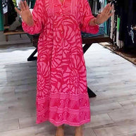 WW | Stilvolles Maxikleid Mit Wirbel Und Zickzackmuster Für Damen