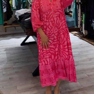 WW | Stilvolles Maxikleid Mit Wirbel Und Zickzackmuster Für Damen