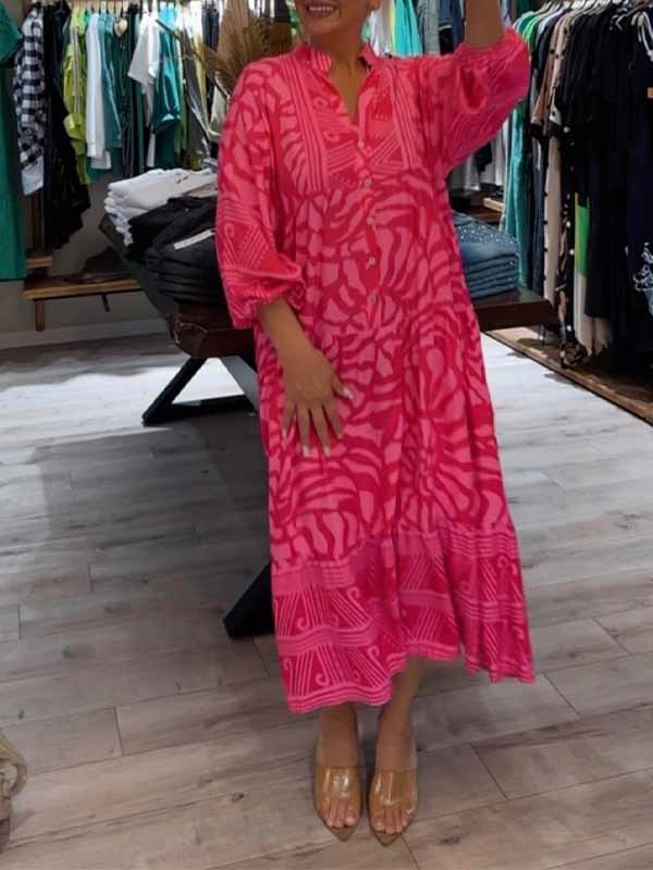WW | Stilvolles Maxikleid Mit Wirbel Und Zickzackmuster Für Damen