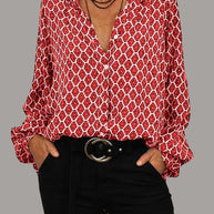 WW | Lockere V-Ausschnitt Midi-Bluse