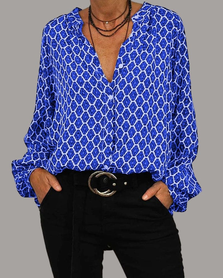 W&W Mode | Lockere V-Ausschnitt Midi-Bluse