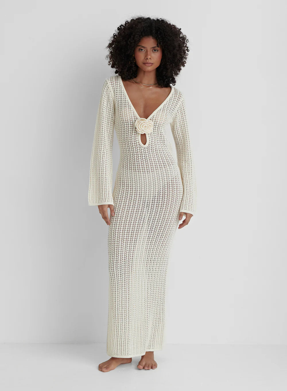 WW | Rückenfreies Strickkleid Beige