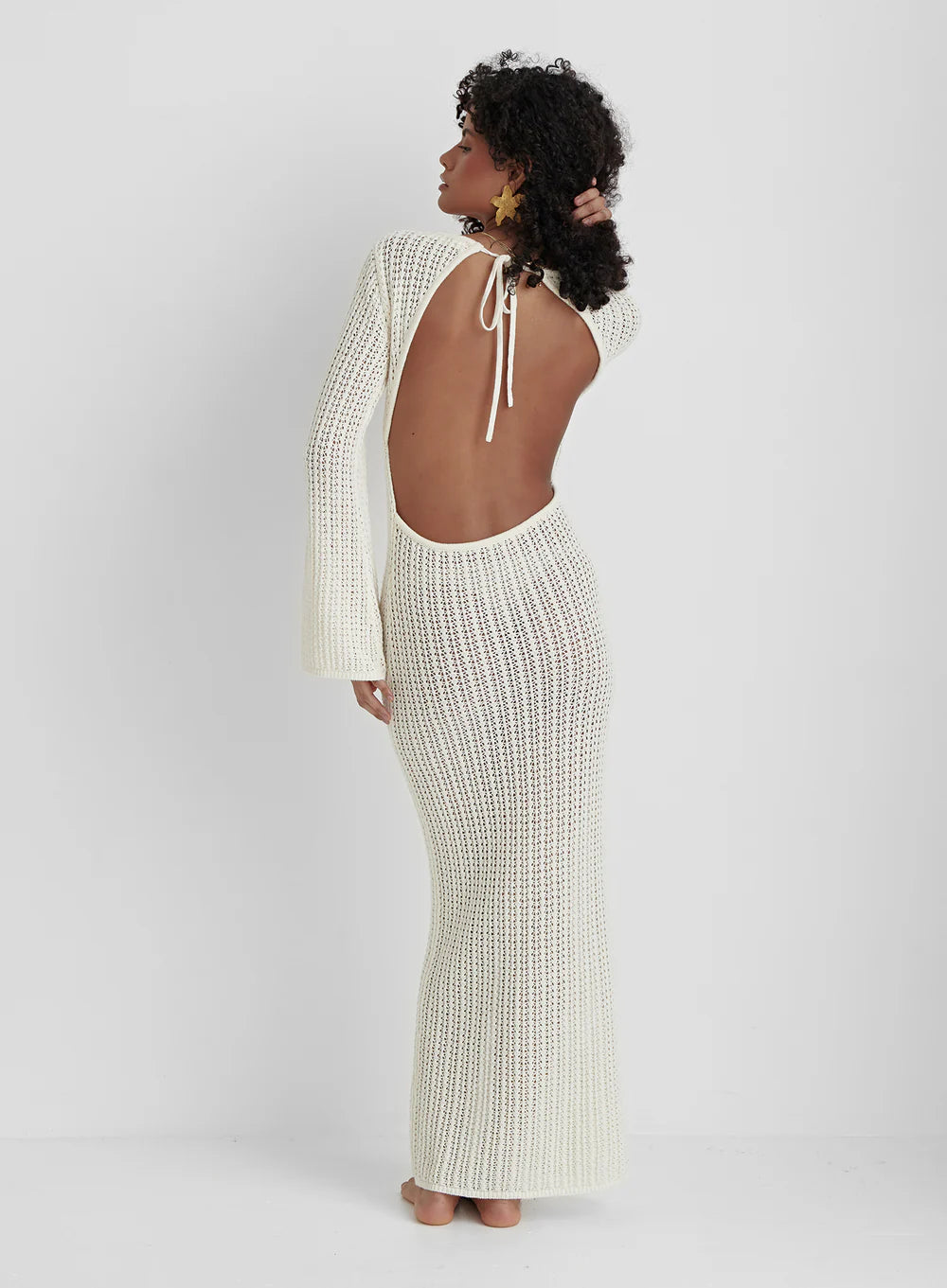 WW | Rückenfreies Strickkleid Beige