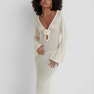 WW | Rückenfreies Strickkleid Beige