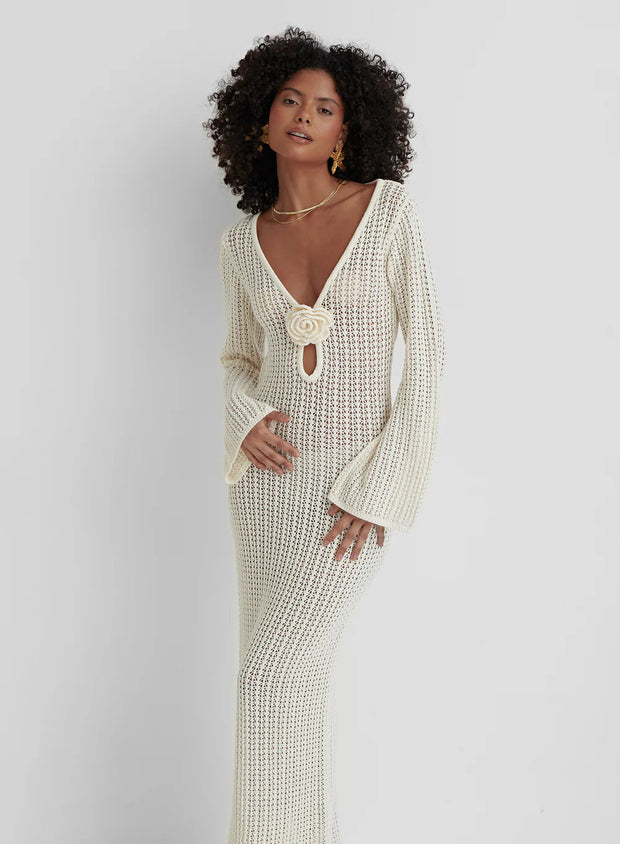 WW | Rückenfreies Strickkleid Beige