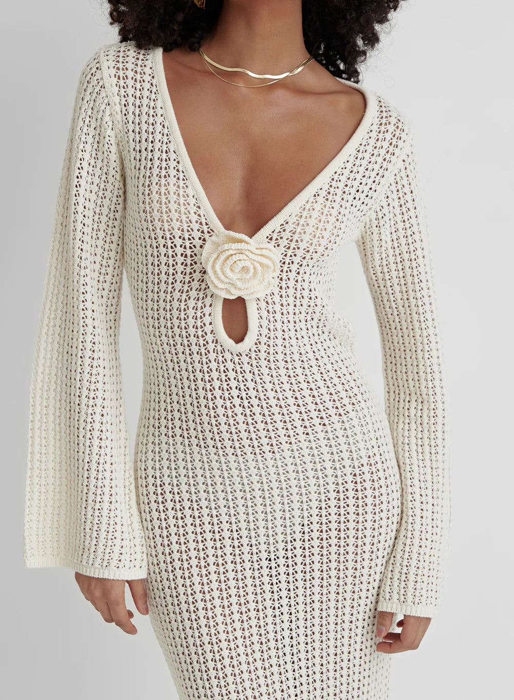WW | Rückenfreies Strickkleid Beige