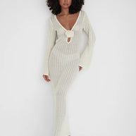 WW | Rückenfreies Strickkleid Beige