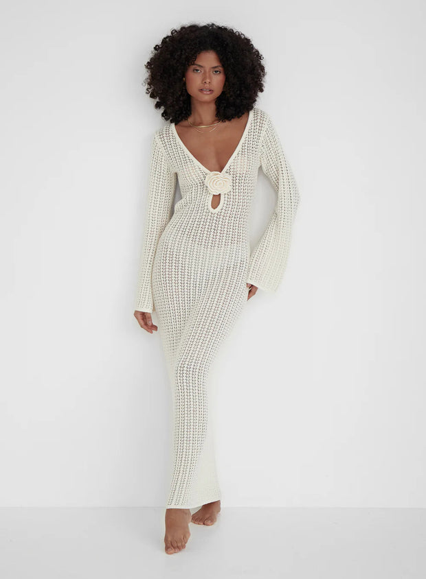 WW | Rückenfreies Strickkleid Beige