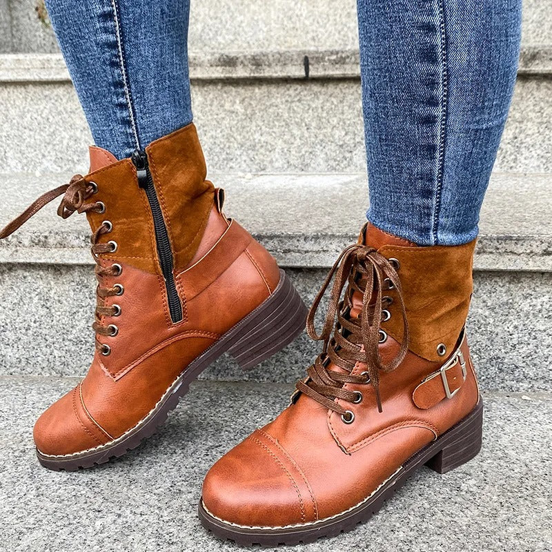W&W Mode - Wasserdichte Lederstiefel mit Reißverschluss