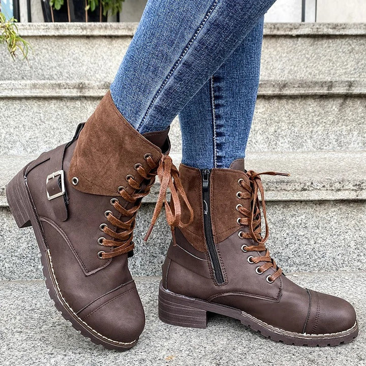 W&W Mode - Wasserdichte Lederstiefel mit Reißverschluss
