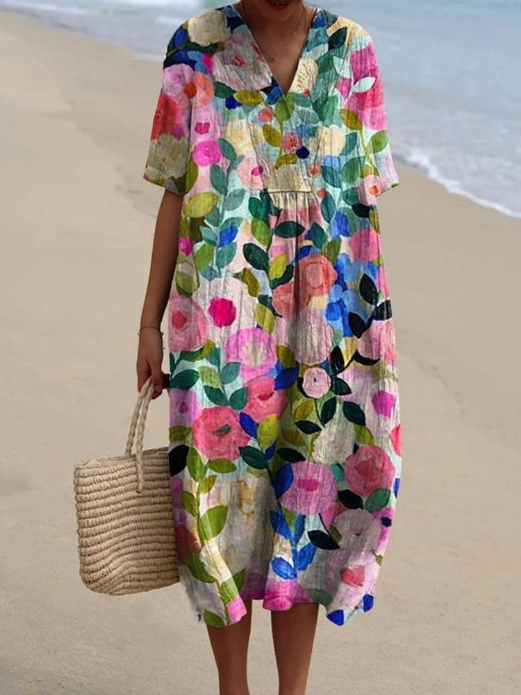 WW | Elegante Sommerkleider Damen mit Bunten Blumen