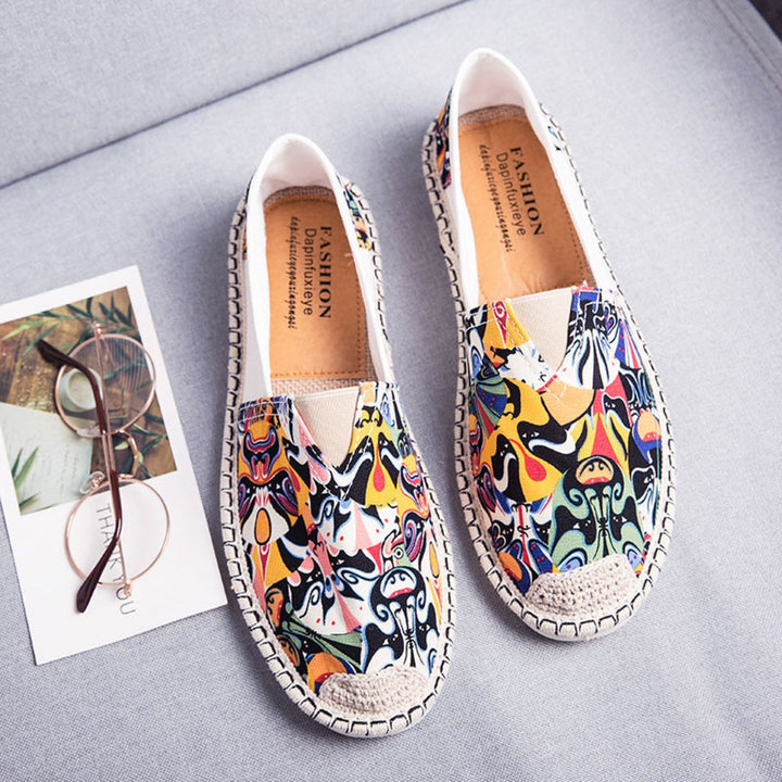 W&W Mode | Atmungsaktive Canvas Espadrilles Mit Grafischem Druck