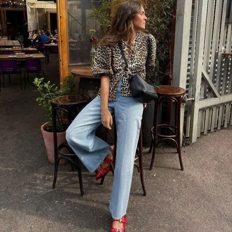 WW | Bluse Mit Leopardenmuster Und Schleife