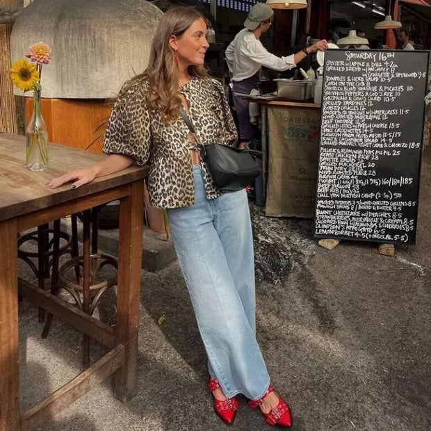 WW | Bluse Mit Leopardenmuster Und Schleife