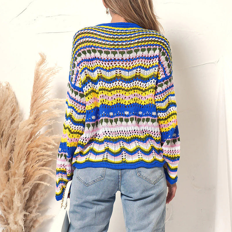 WW | Bunte Strickjacke mit Muster Acryl Trendy und Bequem