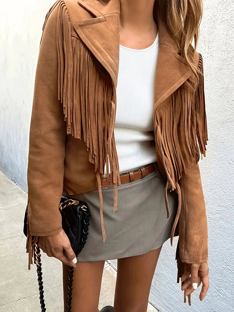 WW | Velourslederjacke mit Fransen