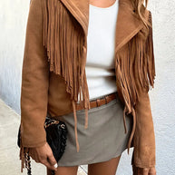WW | Velourslederjacke mit Fransen
