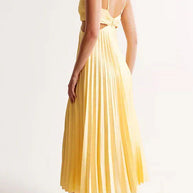 WW | Plissierter Plunge Midi-Kleid