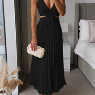 WW | Plissierter Plunge Midi-Kleid