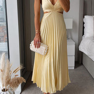 WW | Plissierter Plunge Midi-Kleid