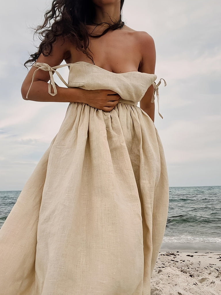 WW | Boho Maxi Sommerkleid Mit Offenem Rücken Und Schleifen Trägern