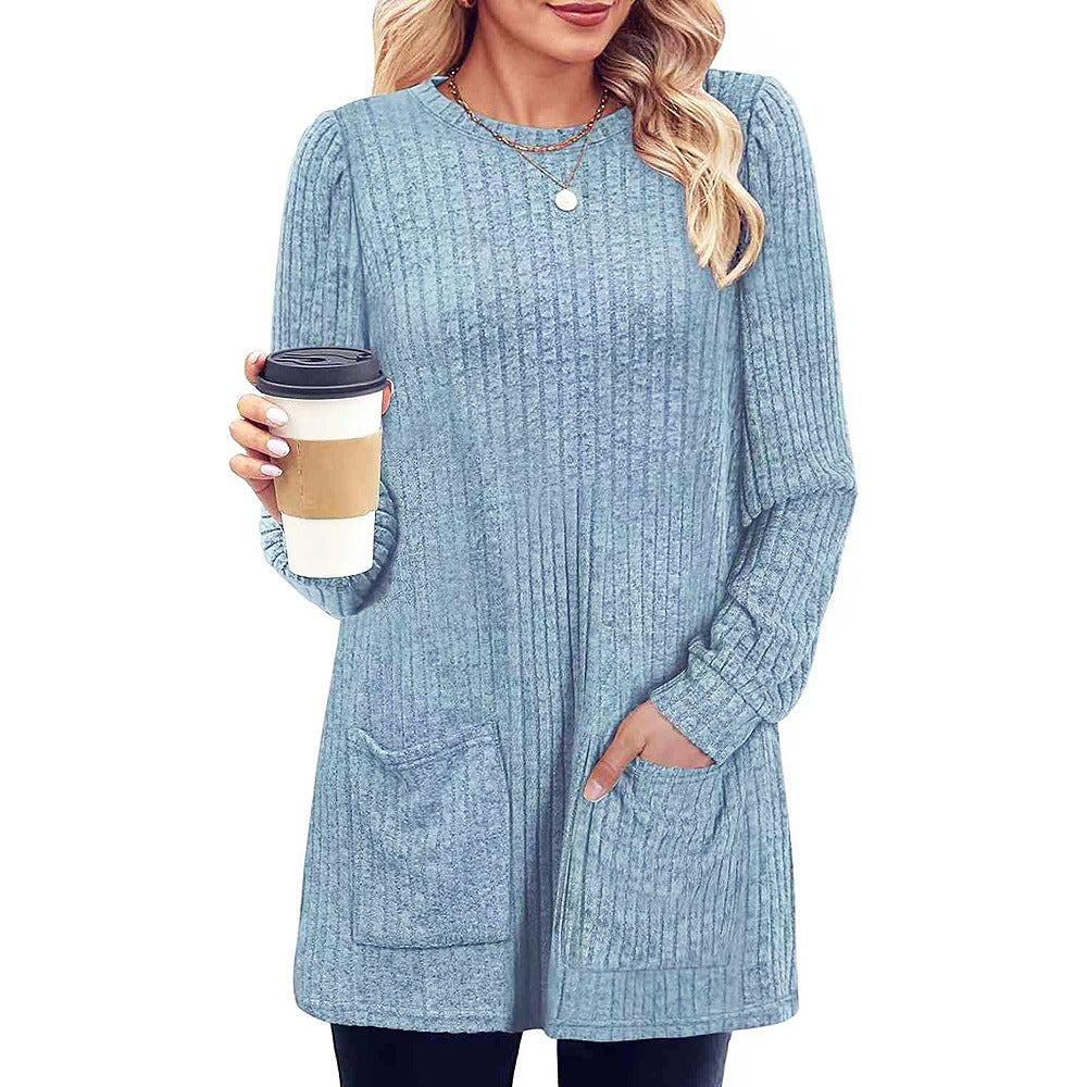 WW |  Herbst und Winter neue halblange Pullover Kleid Frau