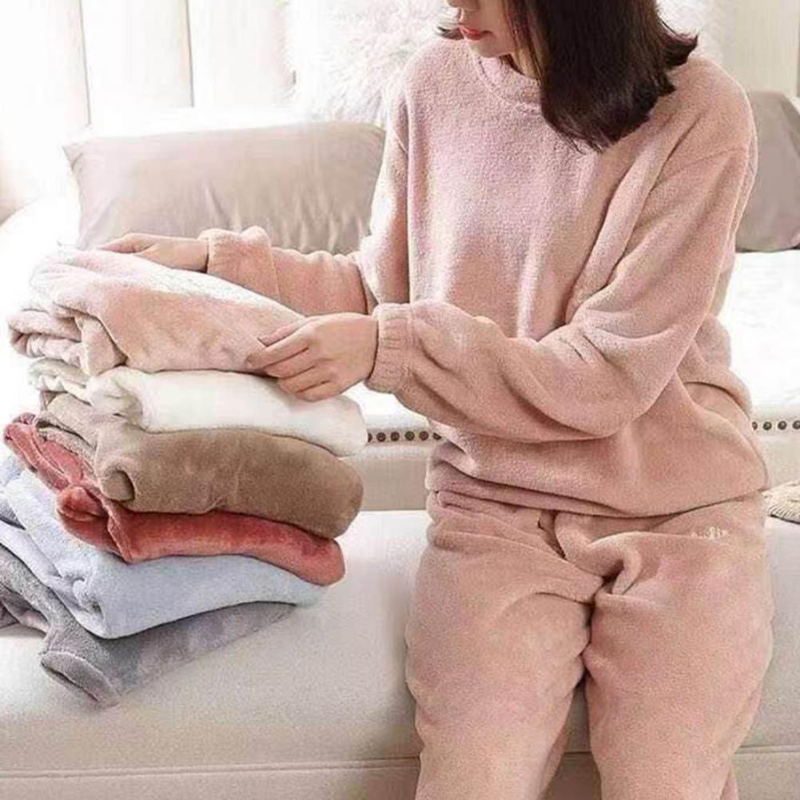 WW | Pyjama Set Warme Plüsch-Schlafkleidung für Damen