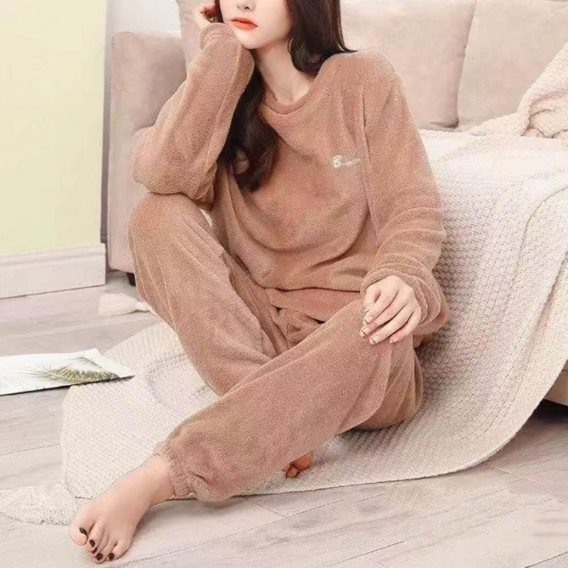 WW | Pyjama Set Warme Plüsch-Schlafkleidung für Damen