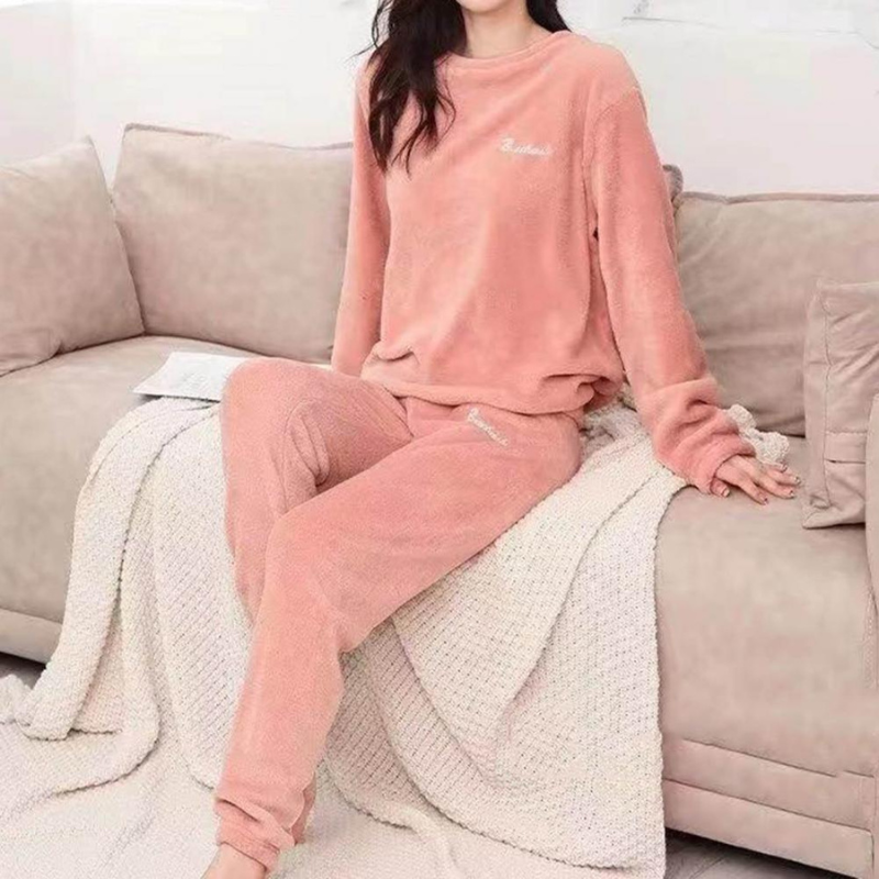 W&W Mode | Pyjama Set Warme Plüsch-Schlafkleidung für Damen