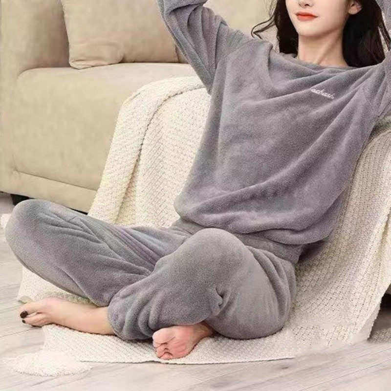 WW | Pyjama Set Warme Plüsch-Schlafkleidung für Damen