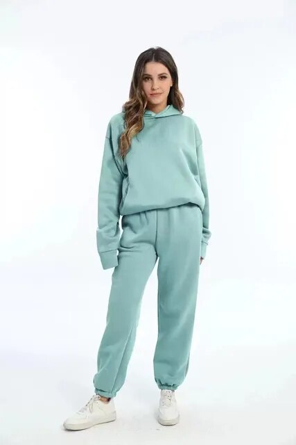 WW | Bequeme Kapuzenpullover- und Jogginghosen-Set für Frauen