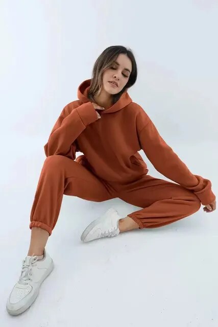 WW | Bequeme Kapuzenpullover- und Jogginghosen-Set für Frauen