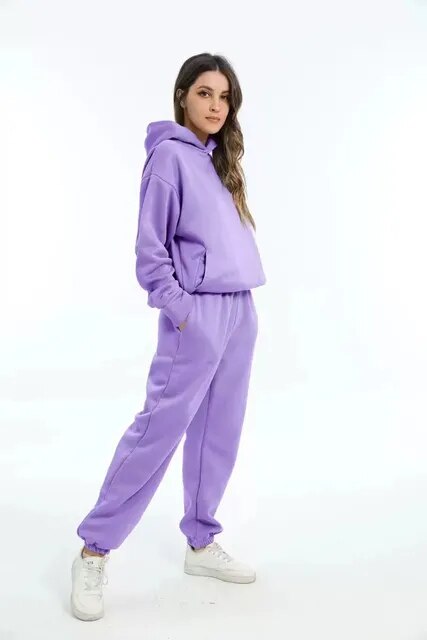 WW | Bequeme Kapuzenpullover- und Jogginghosen-Set für Frauen