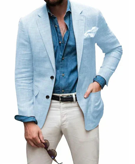 W&W Mode | Herren  Blazer Strand Hochzeit Lässig Tailored Fit Solide Farbe Einreihig Zwei Knöpfe