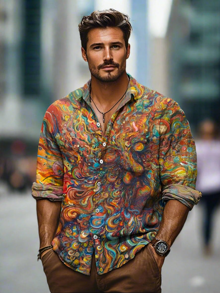 W&W Mode | Künstlerisches Button Down Sommerhemd Für Herren