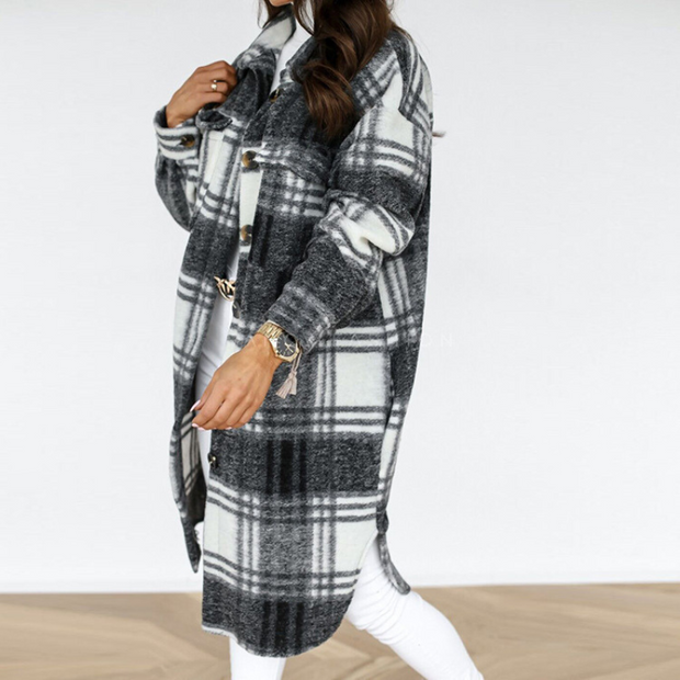 WW | Schicker Herbst Lange Kariertes Jacket für Frauen