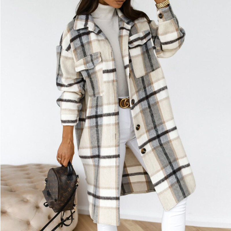 WW | Schicker Herbst Lange Kariertes Jacket für Frauen