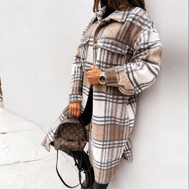 WW | Schicker Herbst Lange Kariertes Jacket für Frauen